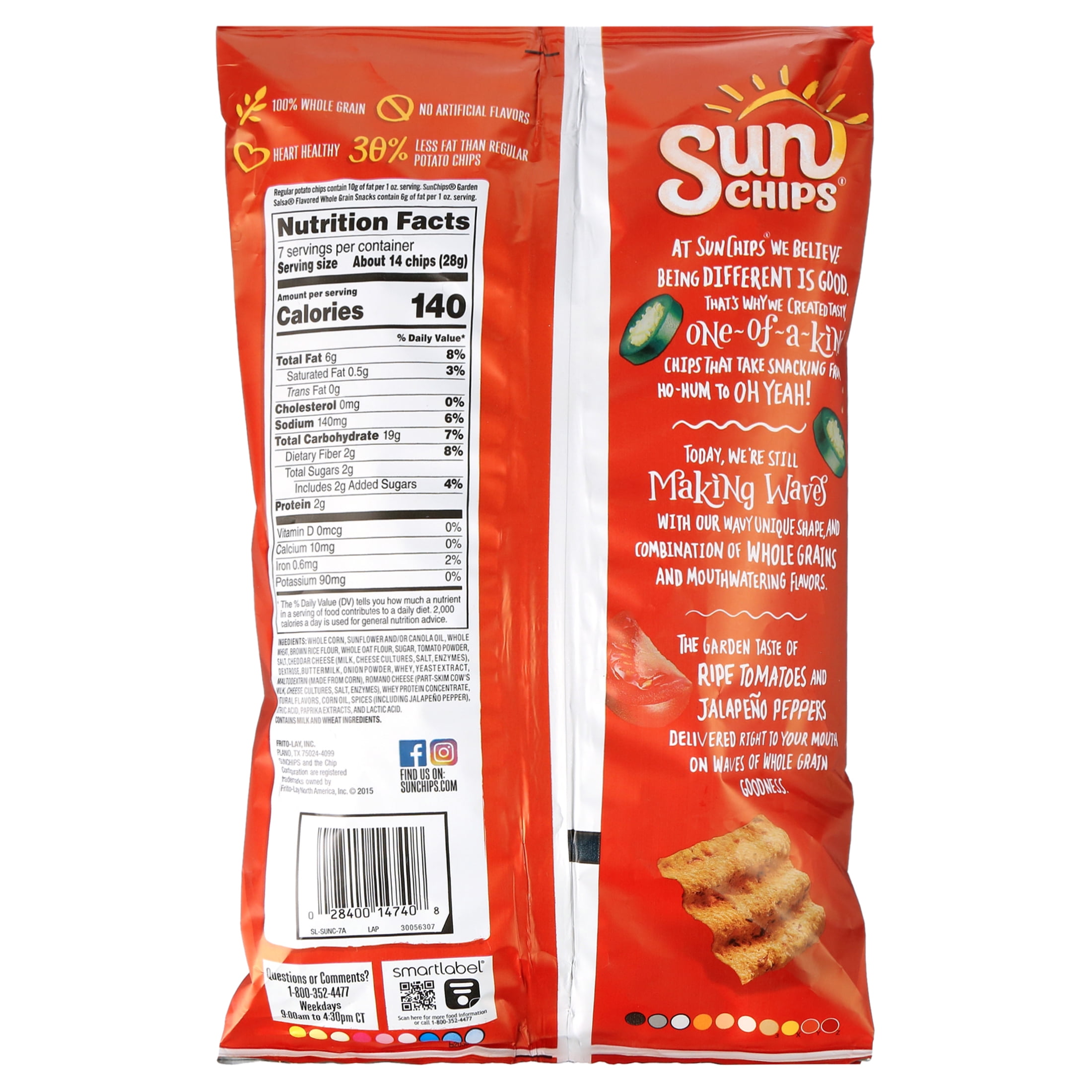 SunChips Garden Salsa Whole Grain Snacks 7 oz (2-Pack)