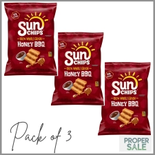 SunChips Honey BBQ Whole Grain Snack Chips, 7 oz Bag, Pack of 3