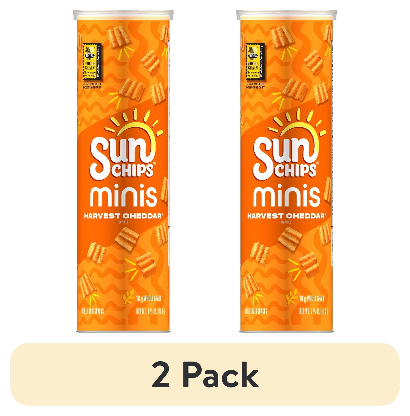 SunChips Minis Harvest Cheddar Snack Chips, 2-Pack, 3.75 oz Canister