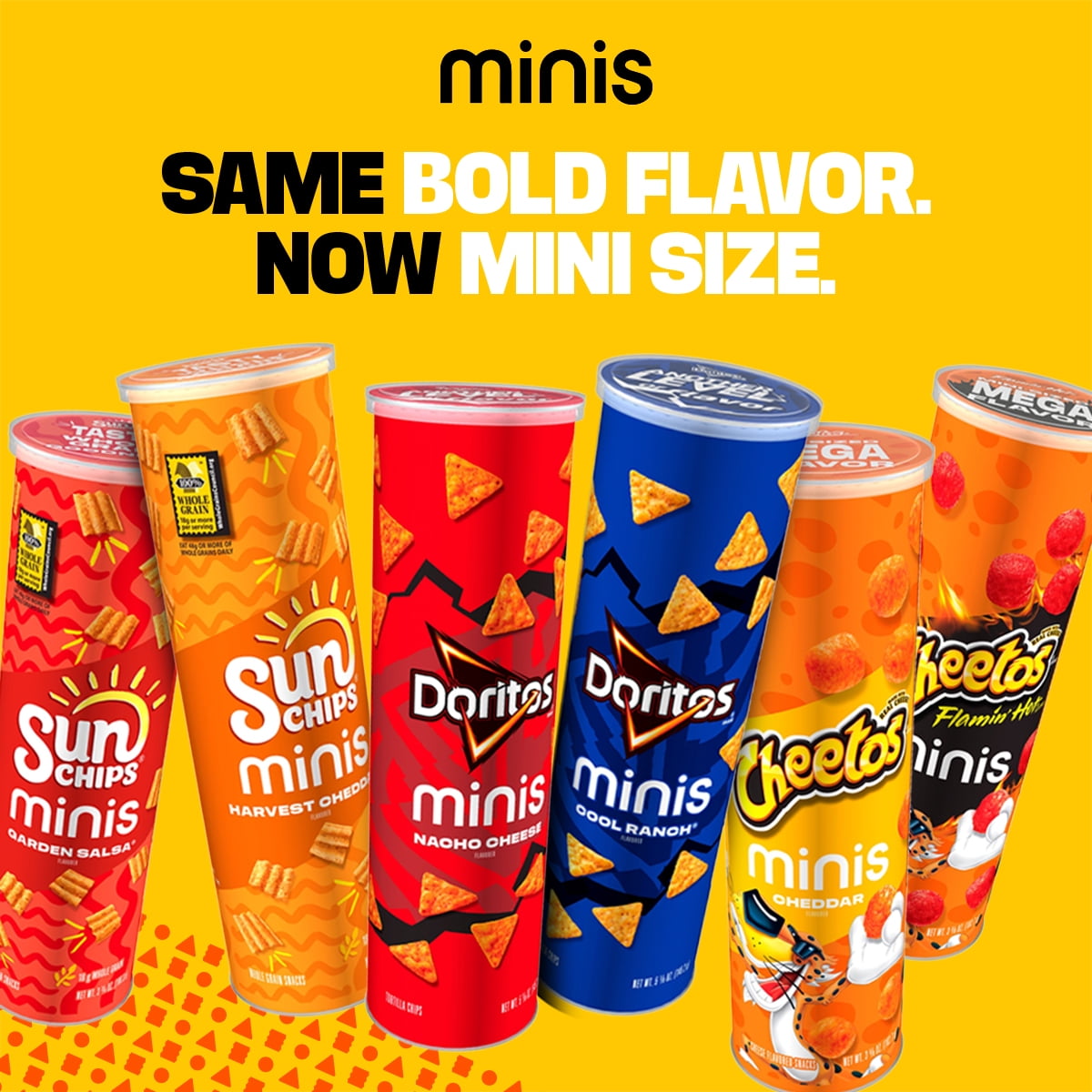 SunChips Minis Harvest Cheddar Snack Chips, 2-Pack, 3.75 oz Canister