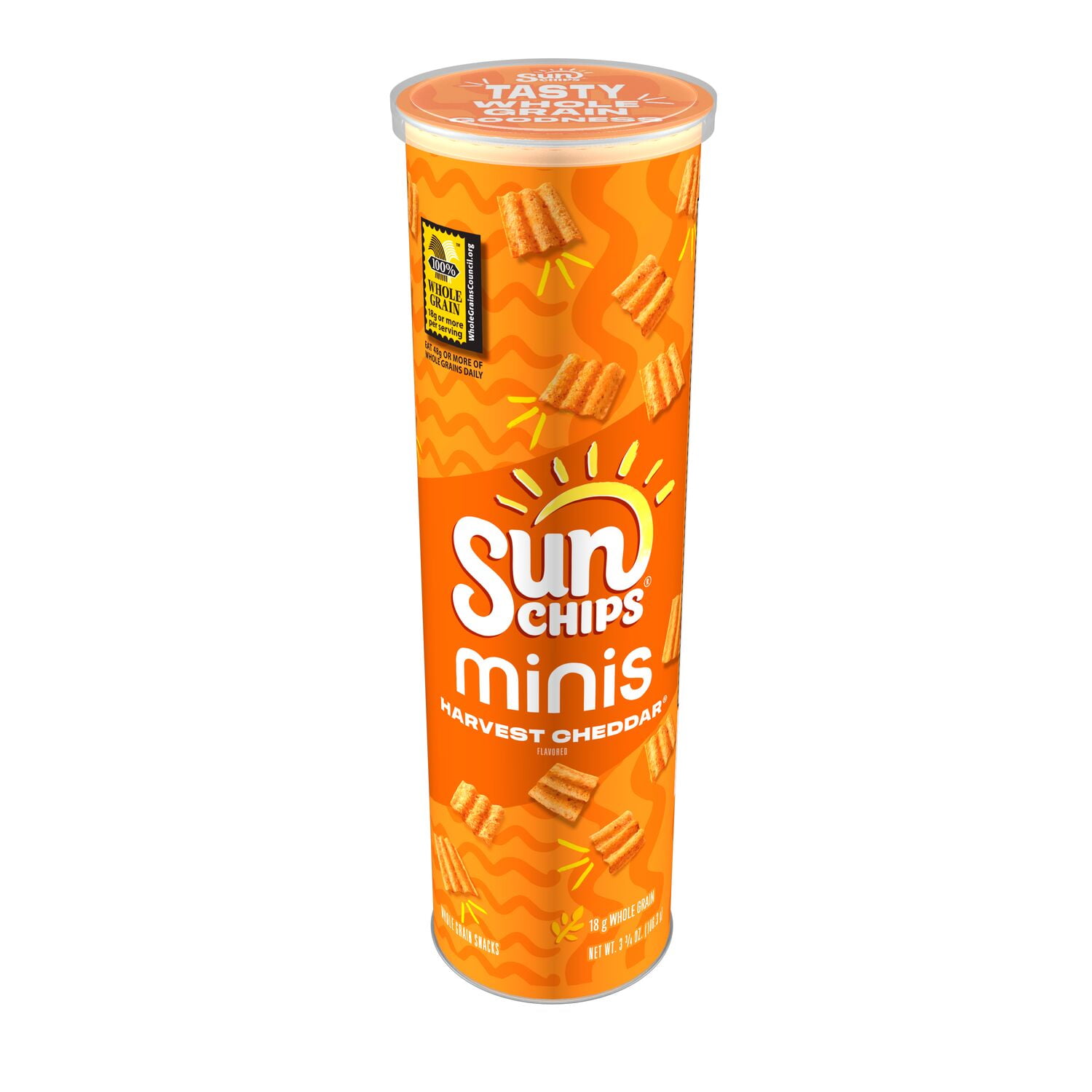 SunChips Minis Harvest Cheddar Snack Chips, 2-Pack, 3.75 oz Canister