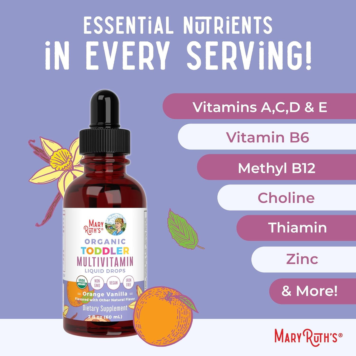 MaryRuth's Organic Kids Multivitamin Drops for Immune Support, 2 fl oz - Unisex
