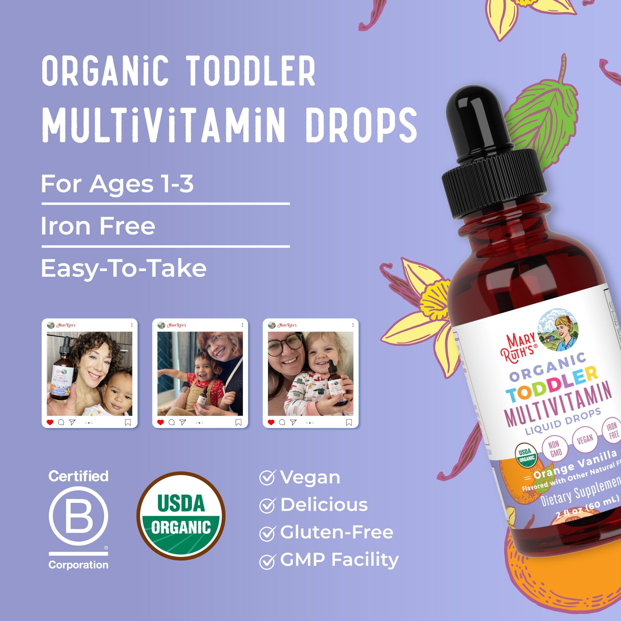 MaryRuth's Organic Kids Multivitamin Drops for Immune Support, 2 fl oz - Unisex