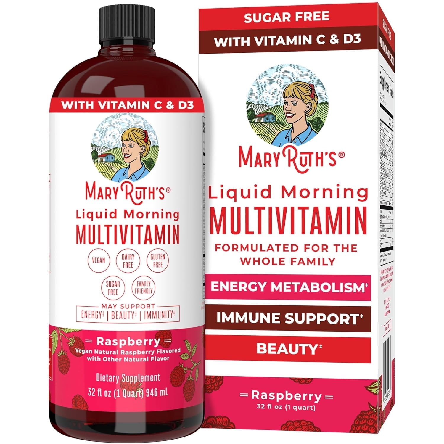 MaryRuth's Vegan Multivitamin with Vitamins C & D, 32 oz, Non-GMO