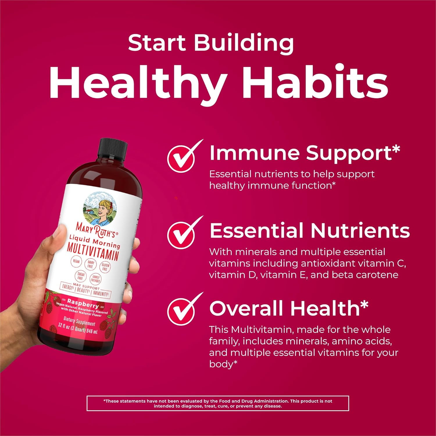 MaryRuth's Vegan Multivitamin with Vitamins C & D, 32 oz, Non-GMO