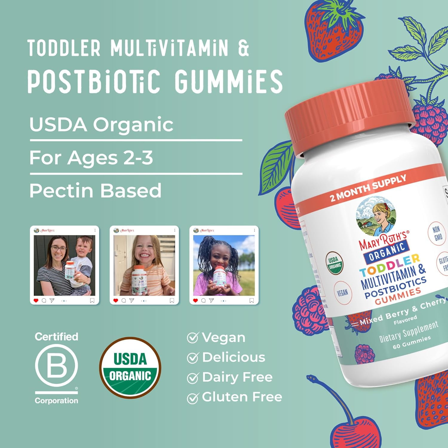 MaryRuth's Iodine Chewable Gummies Multivitamin – Gluten Free, 60 Count