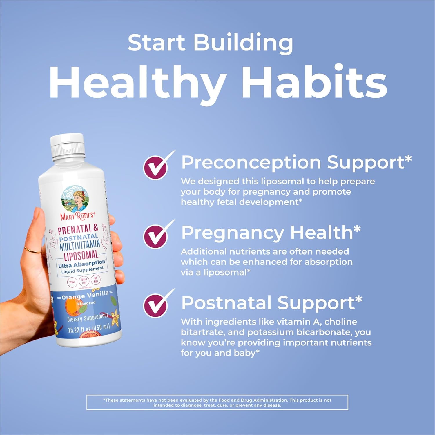 MaryRuth's Prenatal & Postnatal Liposomal Multivitamin Orange Vanilla - 15.22oz/450ml