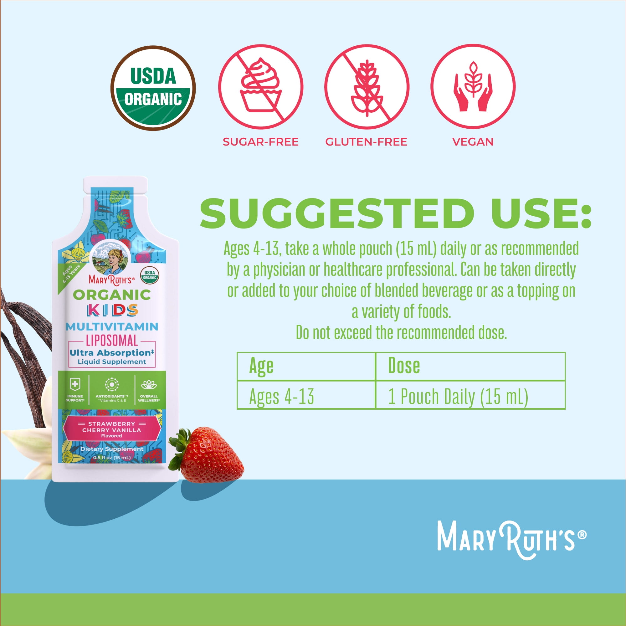 MaryRuth's Organic Liposomal Multivitamin Liquid for Kids by MaryRuth's - 14 Pack