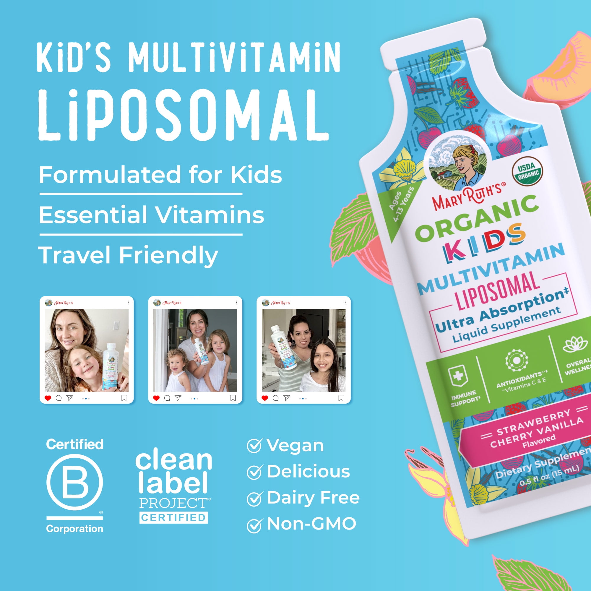 MaryRuth's Organic Liposomal Multivitamin Liquid for Kids by MaryRuth's - 14 Pack