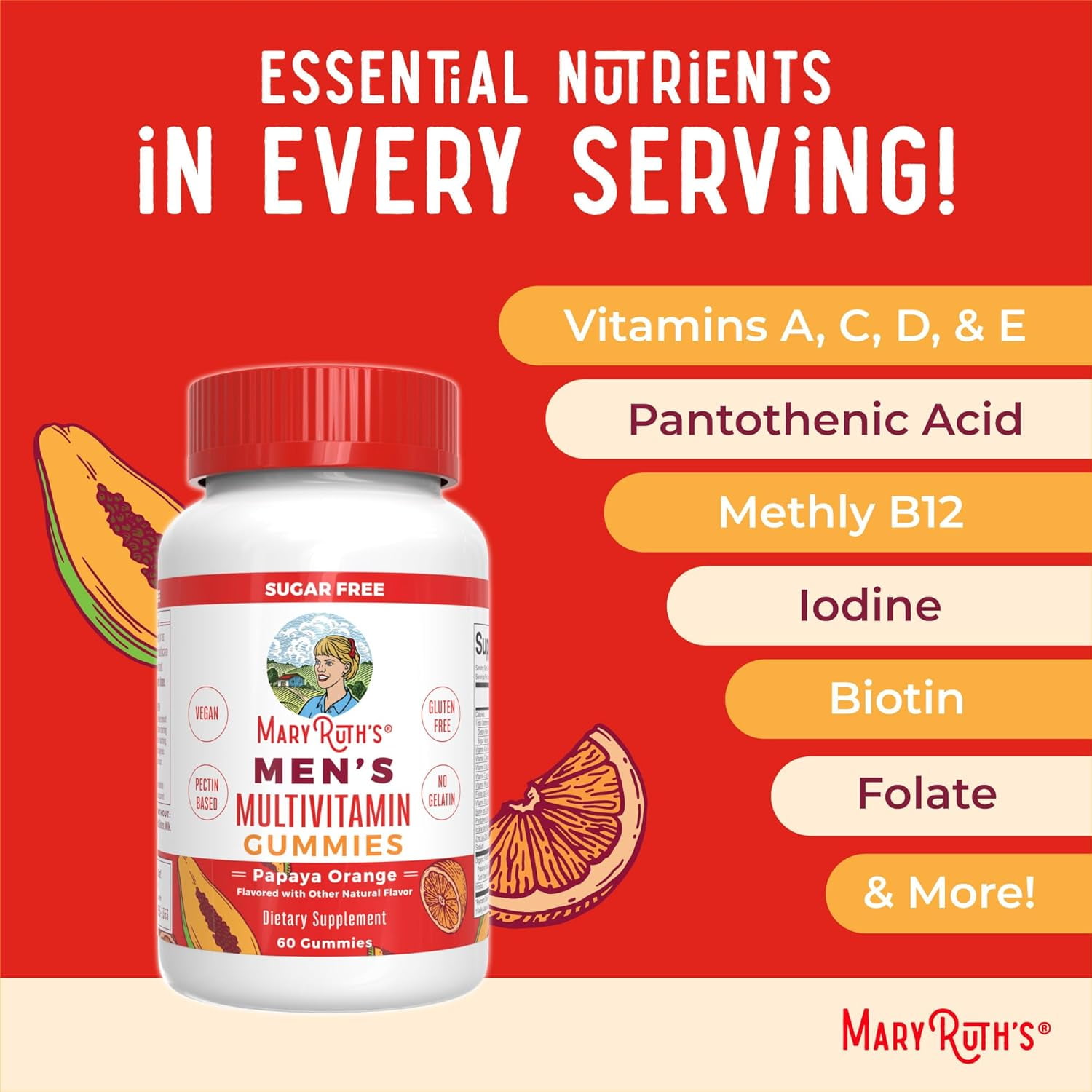 MaryRuth's Vegan Multivitamin Gummies with Vitamin D & E for Immune Support - 60 Count