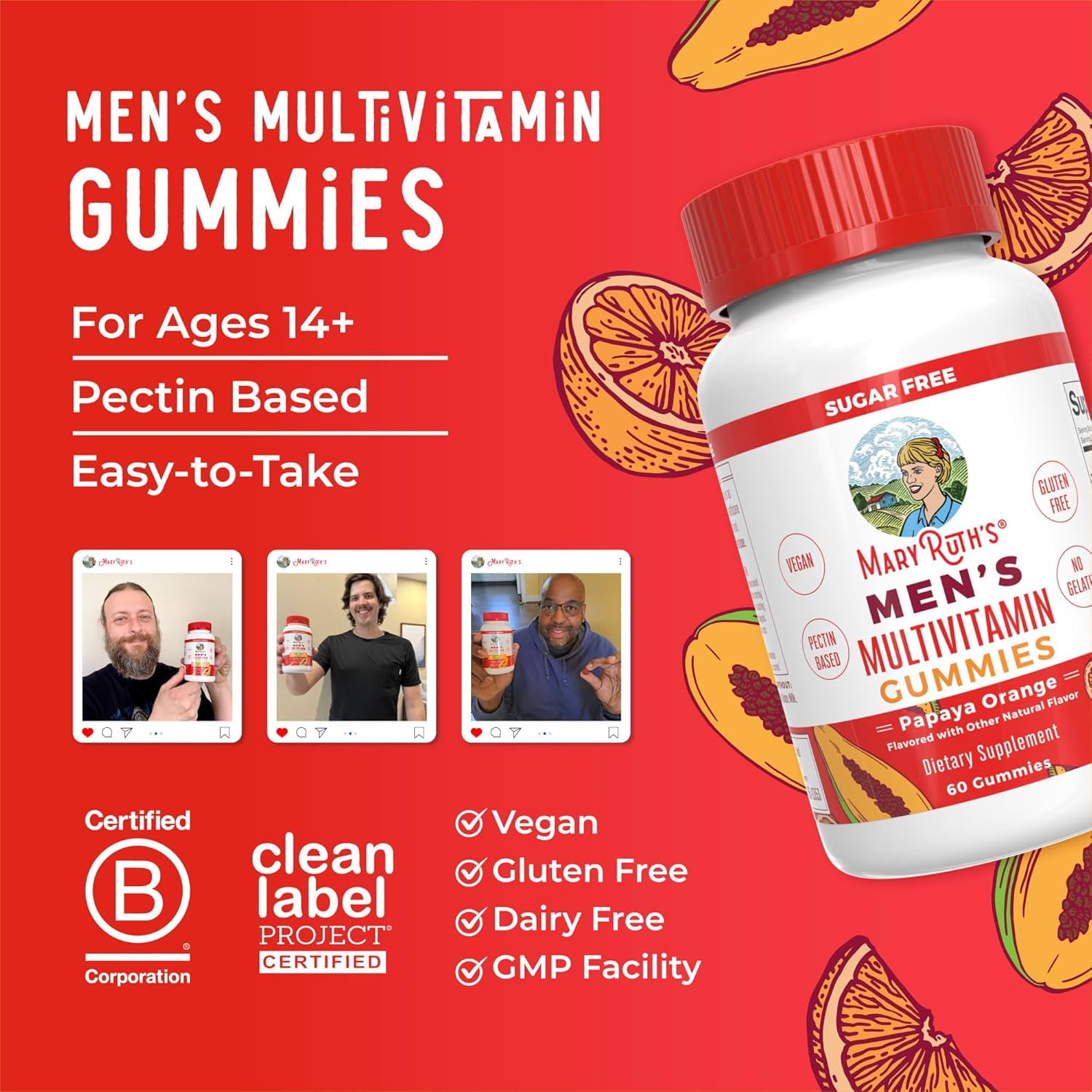 MaryRuth's Vegan Multivitamin Gummies with Vitamin D & E for Immune Support - 60 Count
