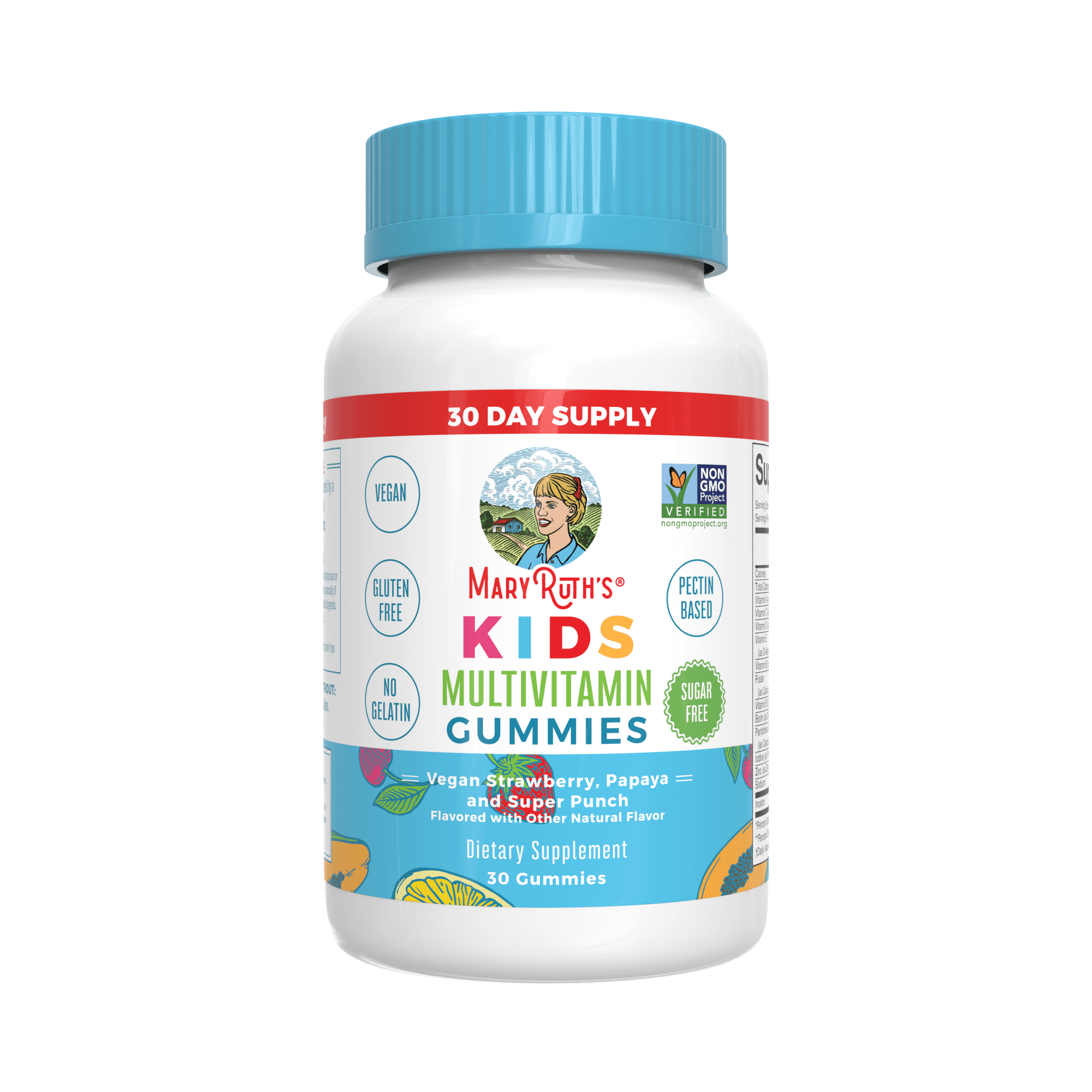 MaryRuth's Kids Multivitamin Gummies, Sugar-Free Strawberry Papaya, 30ct