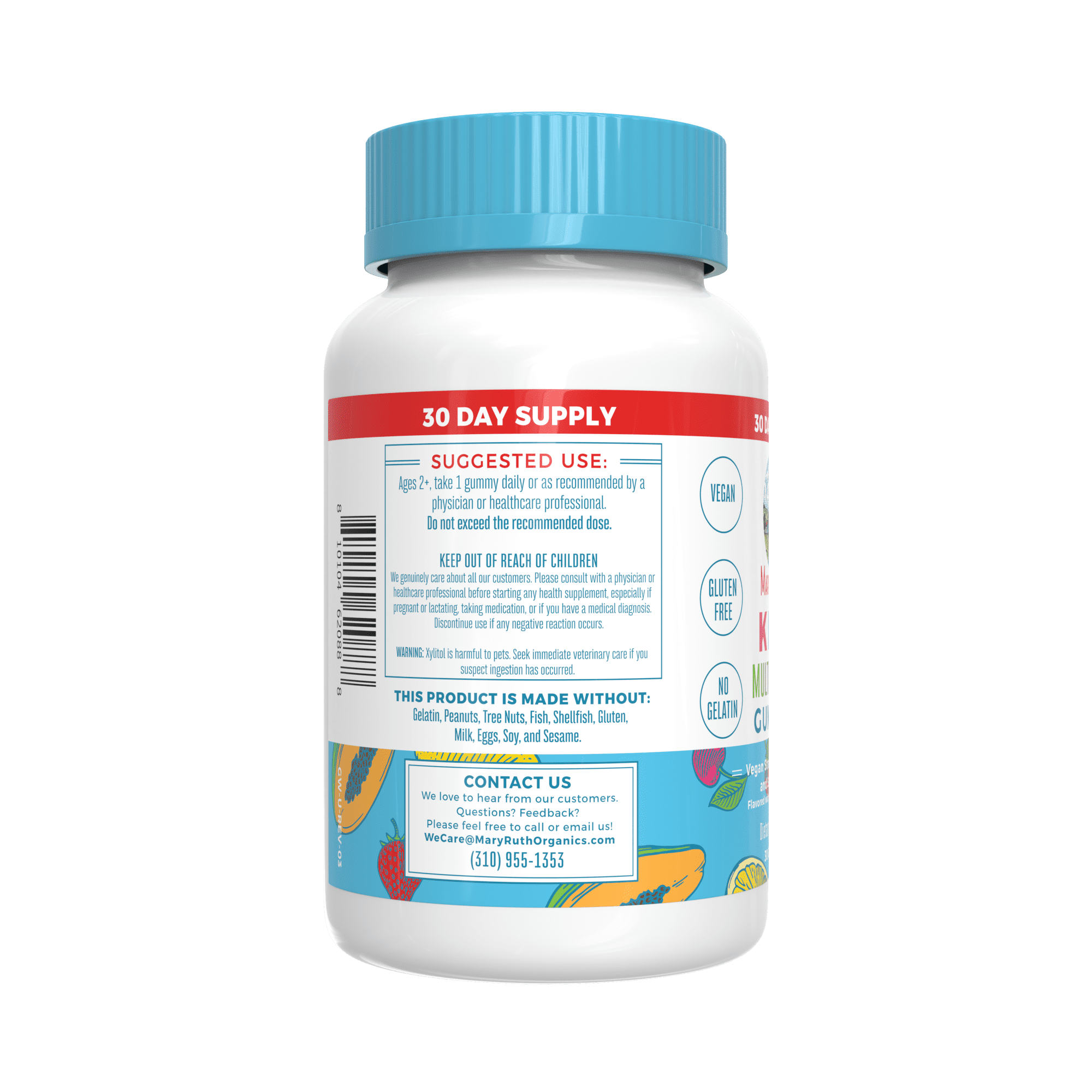 MaryRuth's Kids Multivitamin Gummies, Sugar-Free Strawberry Papaya, 30ct