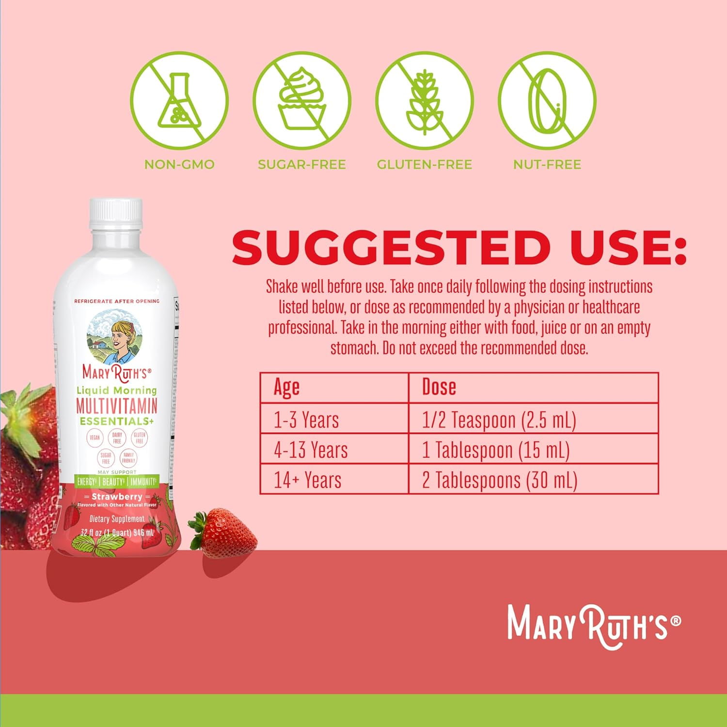 MaryRuth's Morning Liquid Multivitamin | Non-GMO, Gluten-Free, Vegan | Immune Support