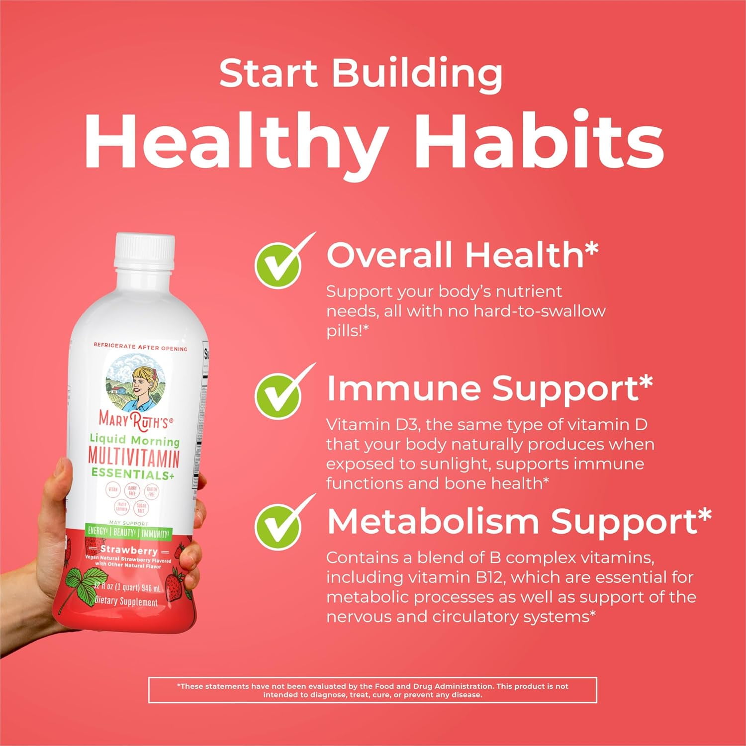 MaryRuth's Morning Liquid Multivitamin | Non-GMO, Gluten-Free, Vegan | Immune Support