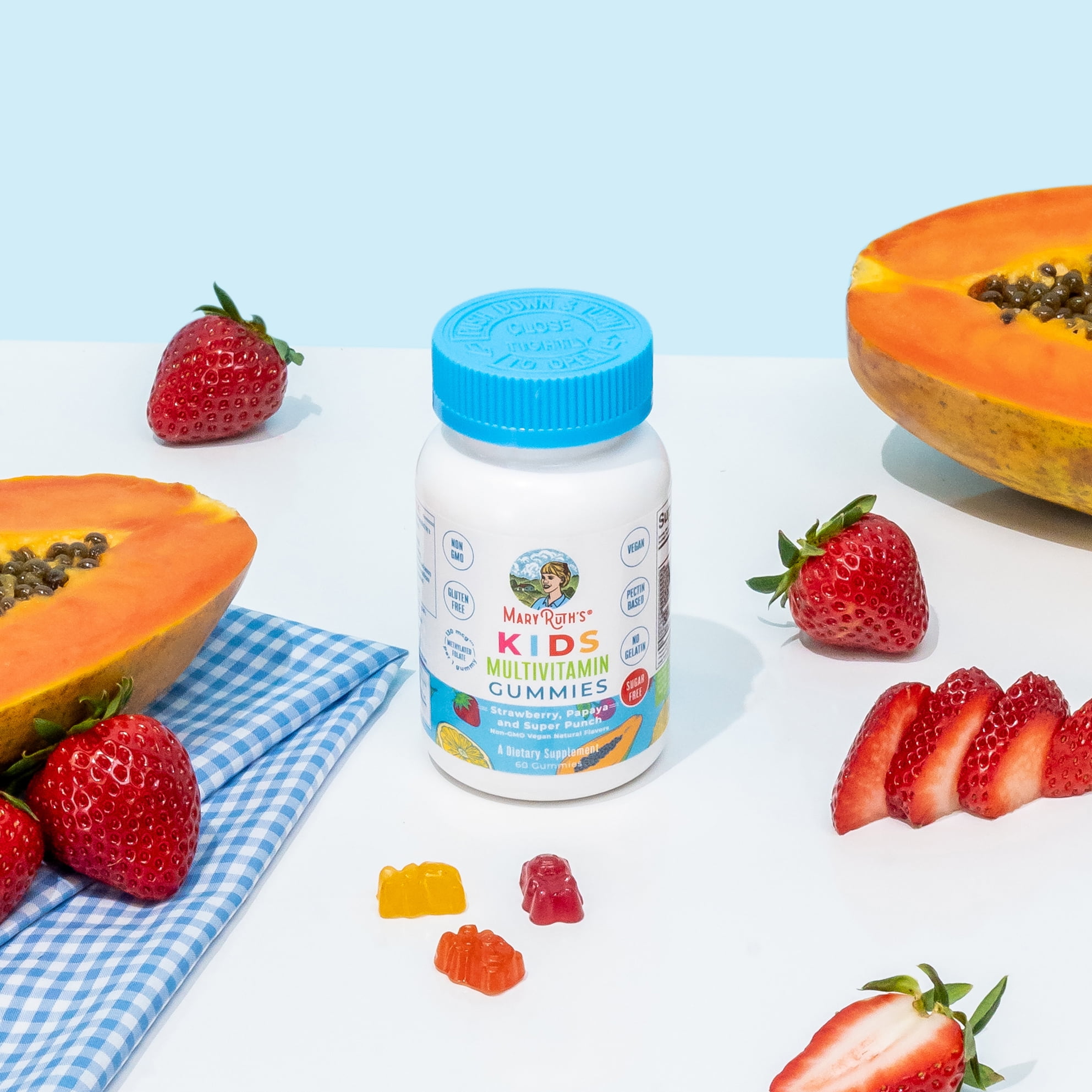 MaryRuth's Kids Multivitamin Gummies, Sugar-Free Strawberry Papaya Super Punch - 30 Count