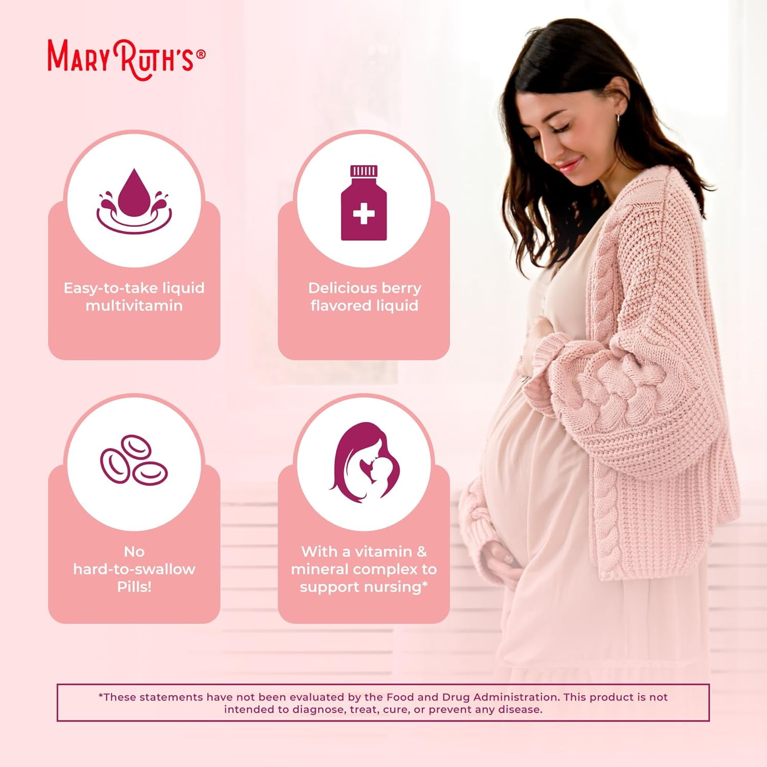 MaryRuth's Organic Prenatal & Postnatal Liquid Multivitamin for Pregnant & Lactating Women - Berry Flavor - 32 fl oz