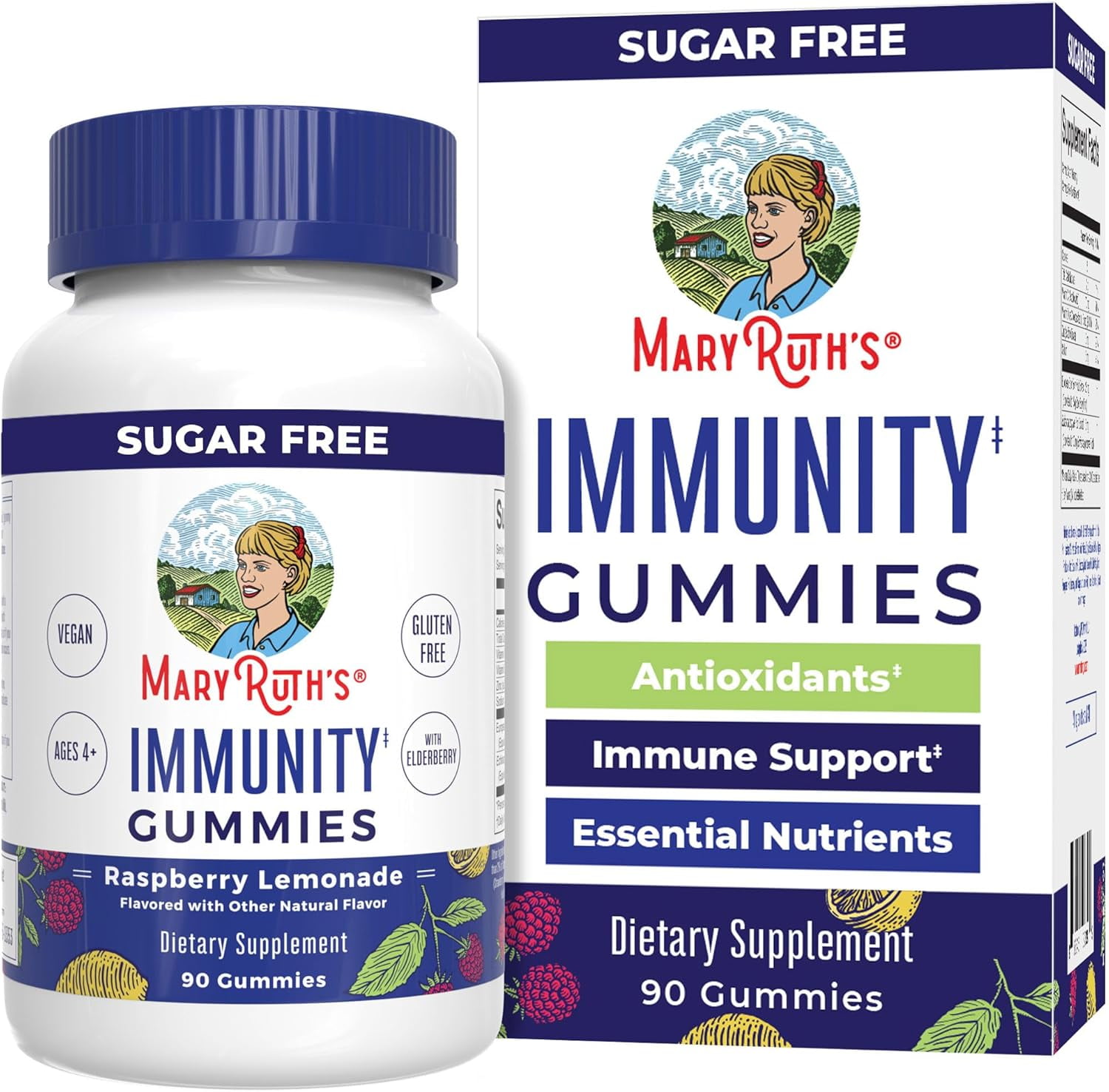 MaryRuth's Immunity Gummies: Elderberry, Echinacea, Zinc, Vitamin D - 90 Count