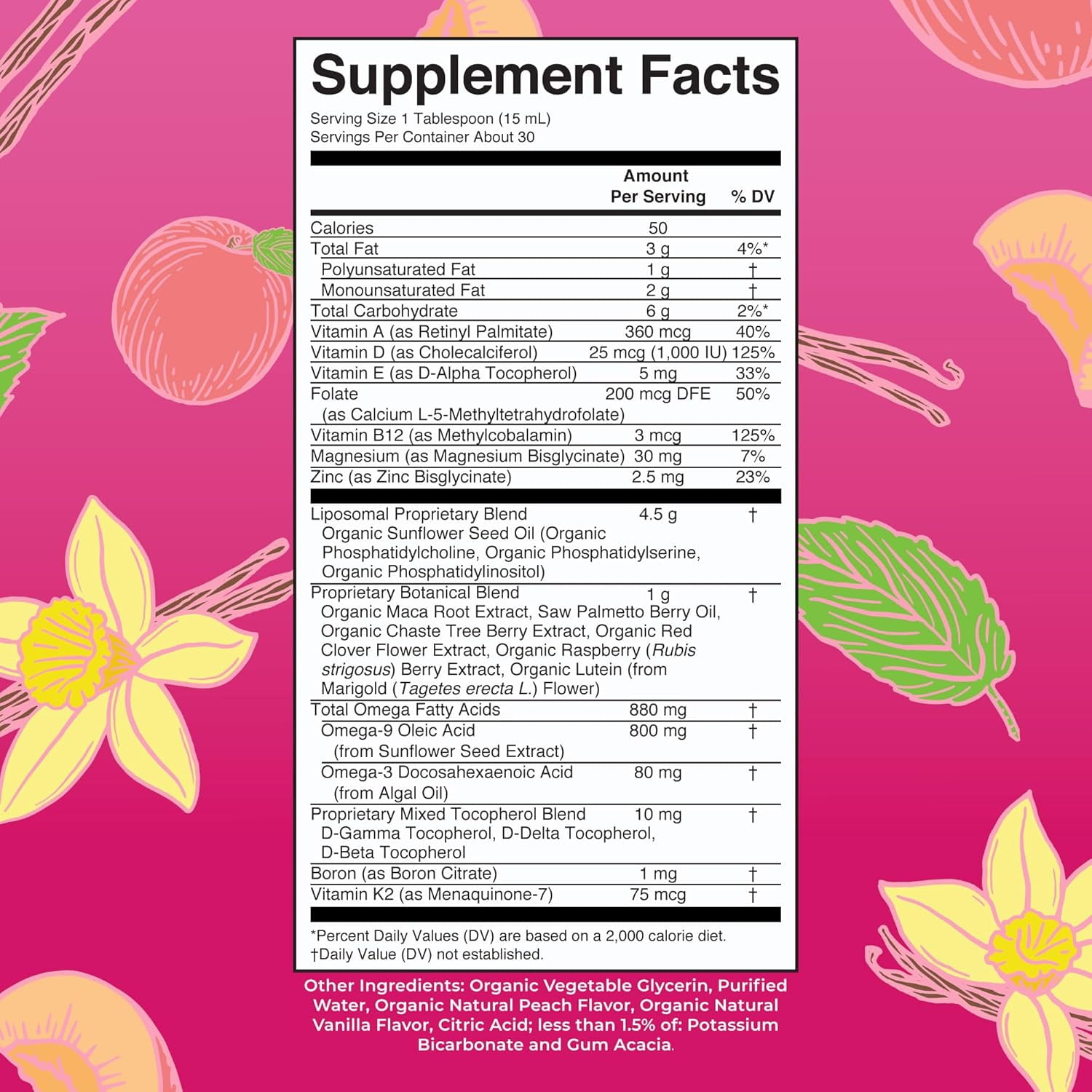 MaryRuth's Women's Multivitamin Liquid 40+ Vanilla Peach 15.22 Fl Oz