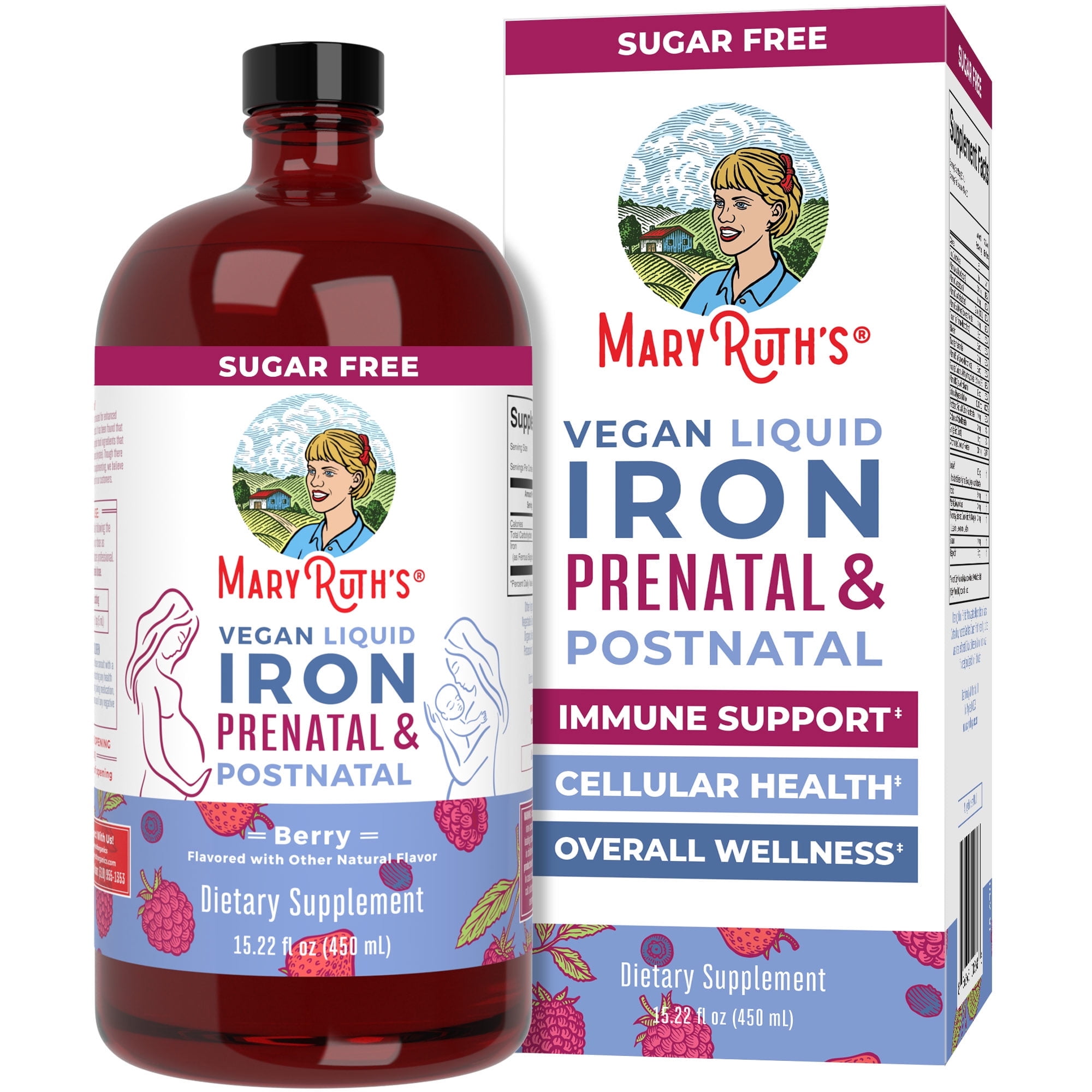 MaryRuth's Berry Prenatal Postnatal Iron Liquid Supplement - 15.22 oz