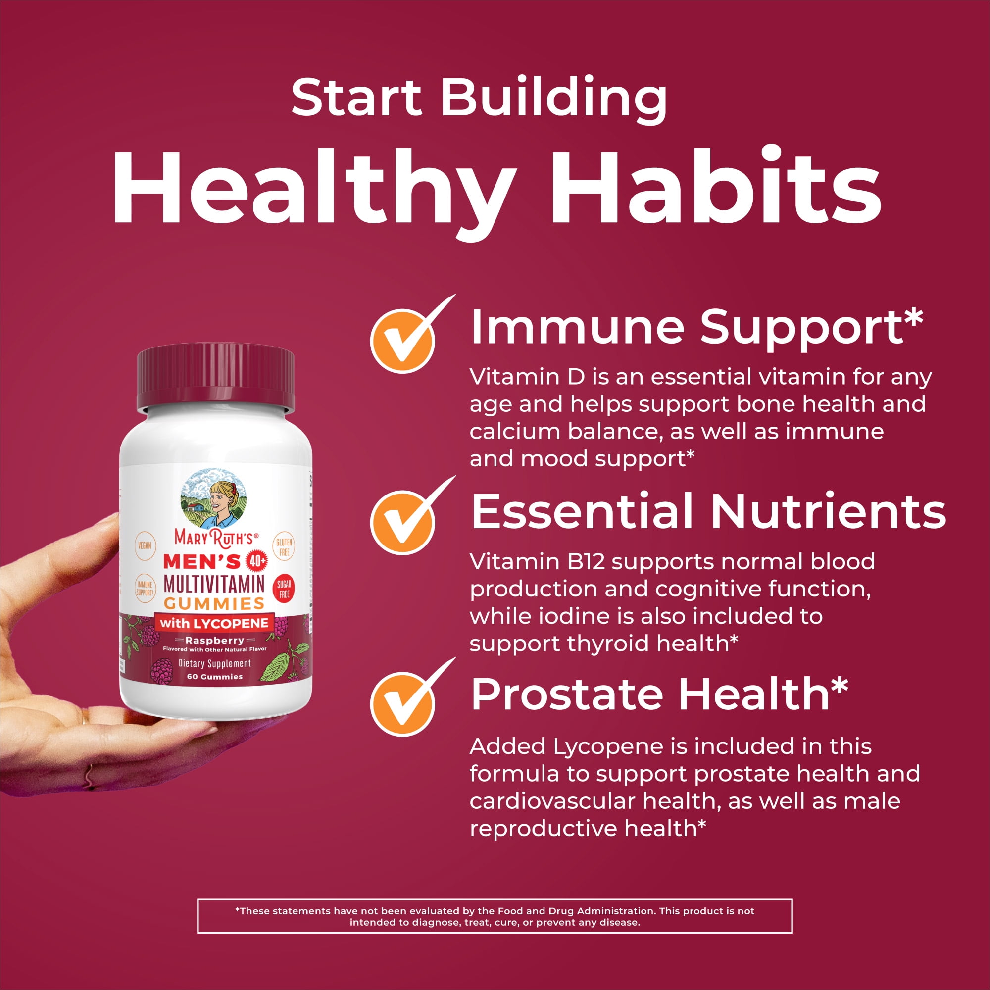 MaryRuth's Men's Health Multivitamin Supplements with Lycopene by MaryRuth - Vegan & Non-GMO, 60 Count