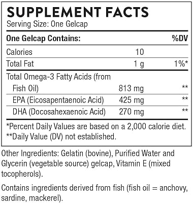 THORNE Super EPA Omega-3 Supplement 425mg EPA & 270mg DHA - Brain, Heart, Joint, Skin Support - 90 Gelcaps