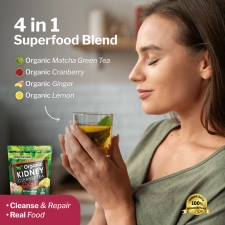 Opportuniteas Organic Kidney Cleanse Tea with Matcha, Cranberry, Lemon & Ginger - Vegan & Non-GMO. 30 Servings