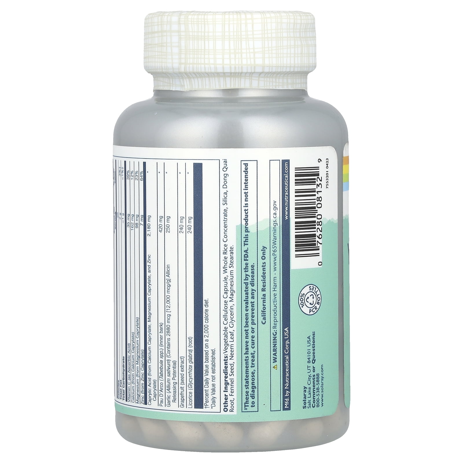 Solaray Yeast-Cleanse Capsules | Healthy Cleansing Support with Caprylic Acid & Herbal Extracts | 30 Servings