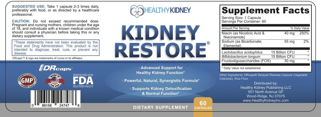 Kidney Restore: Detox Supplement with Vitamins for Optimal Kidney Function