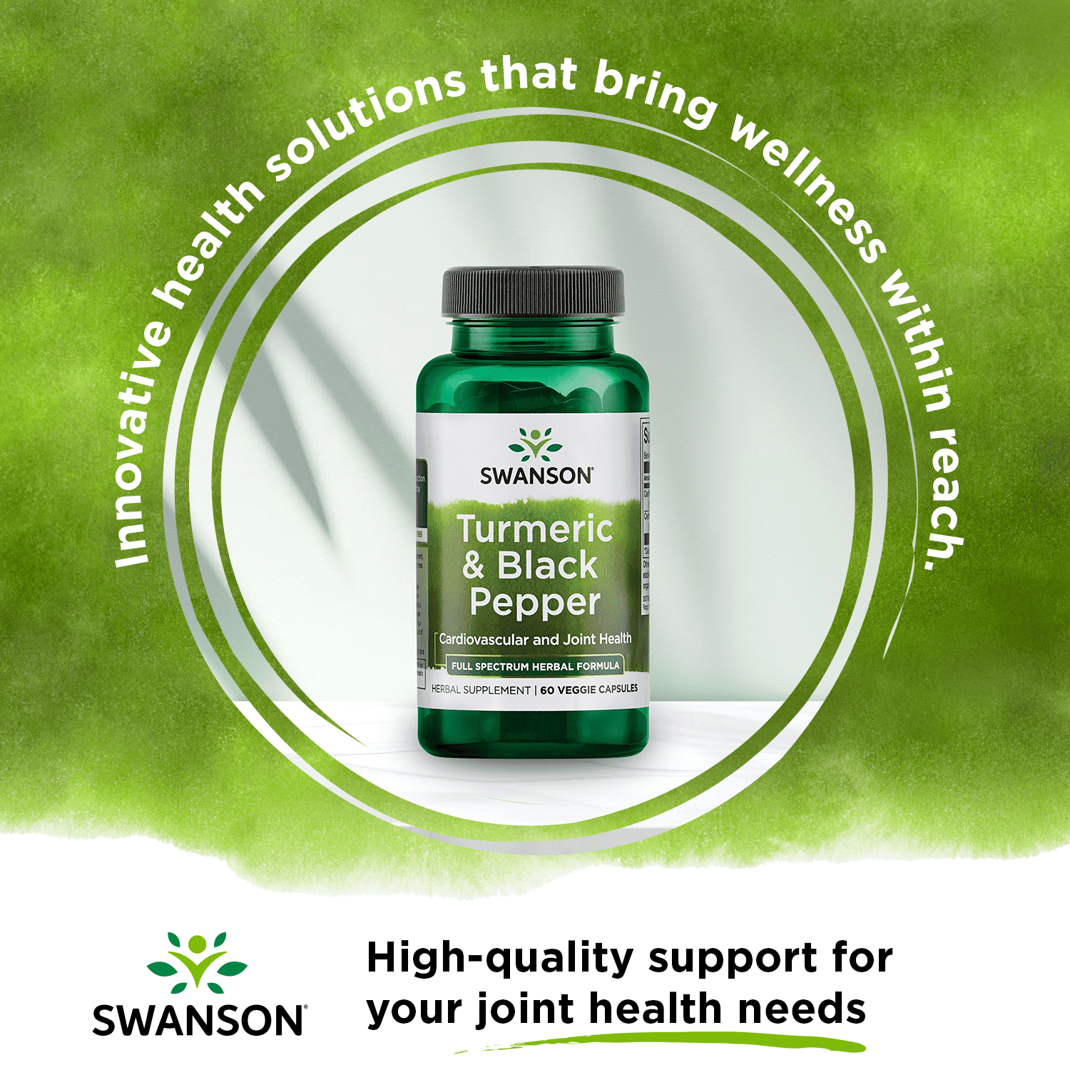 Swanson Tool Organic Turmeric & Black Pepper Supplement for Joint, Heart, Digestion, Liver - Enhanced Bioavailability - 60 Capsules