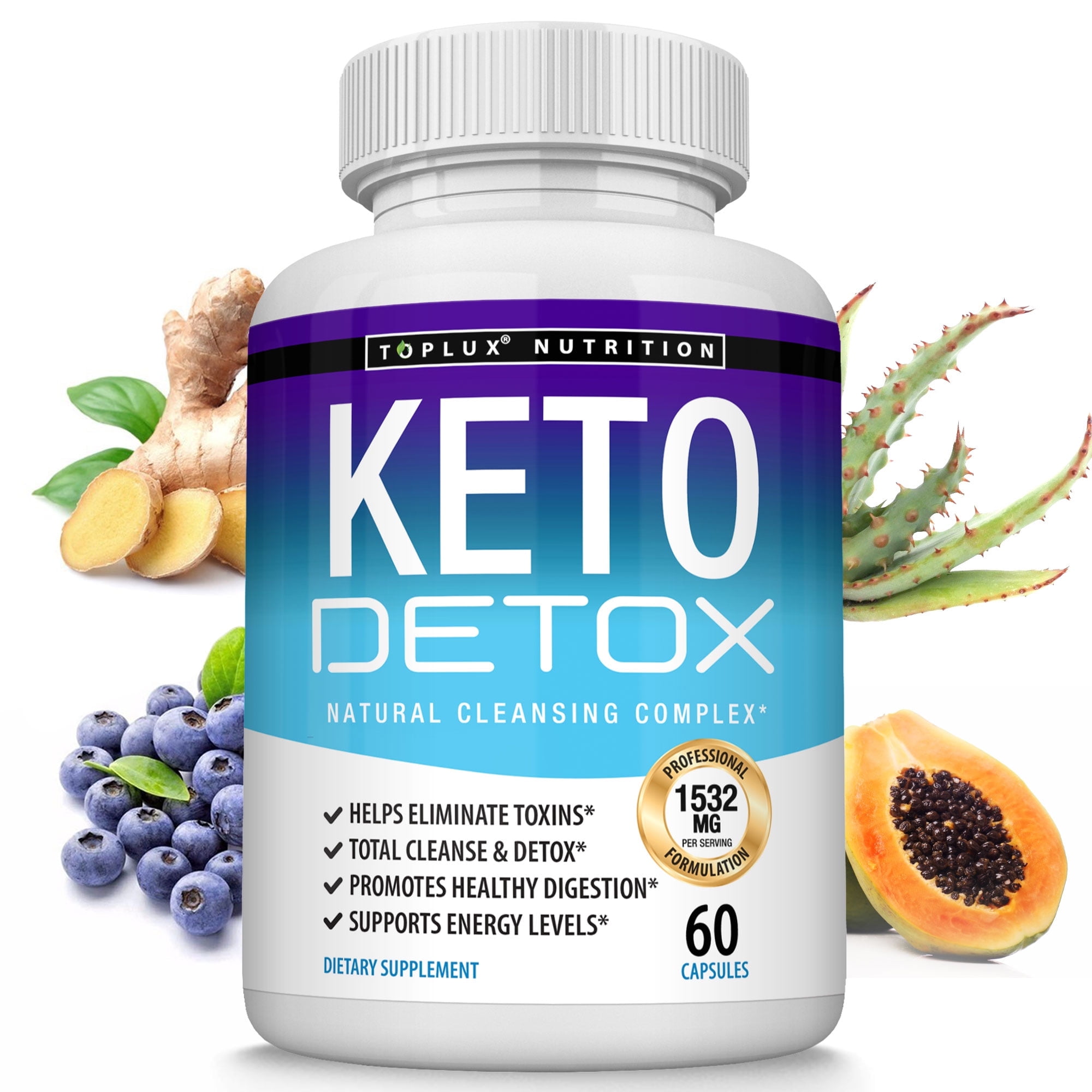 Toplux Natural Acai Colon Cleanser for Ketogenic Diet - Toplux Keto Detox 1532mg - 60 Capsules