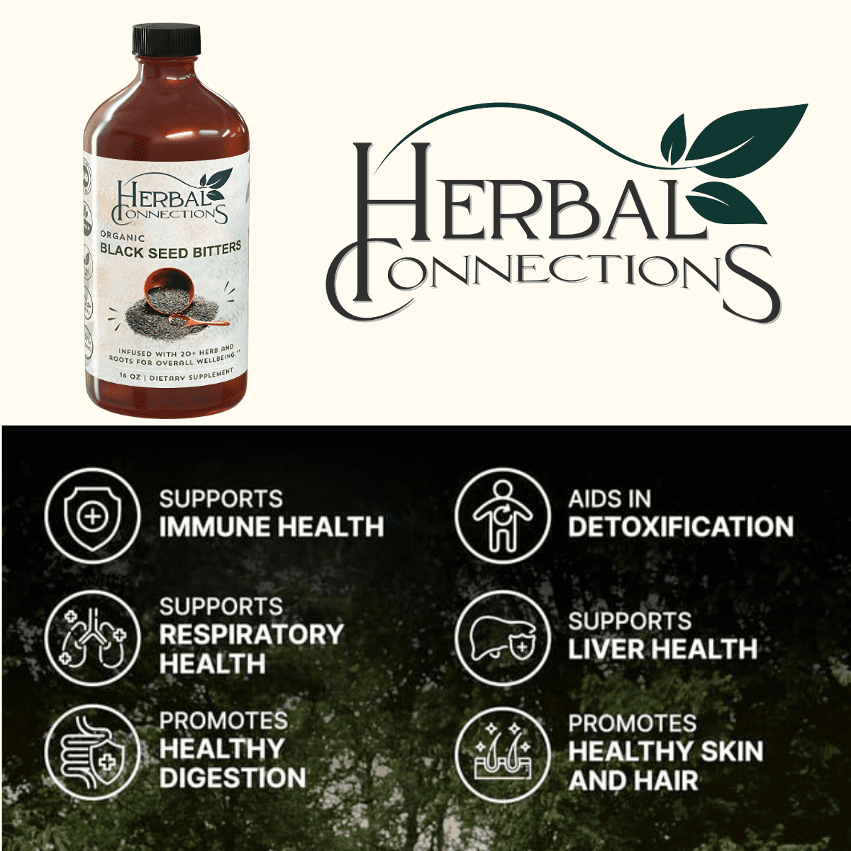 Herbal Connections Soursop & Black Seed Bitters Bundle - 32 oz Wellness Supplement
