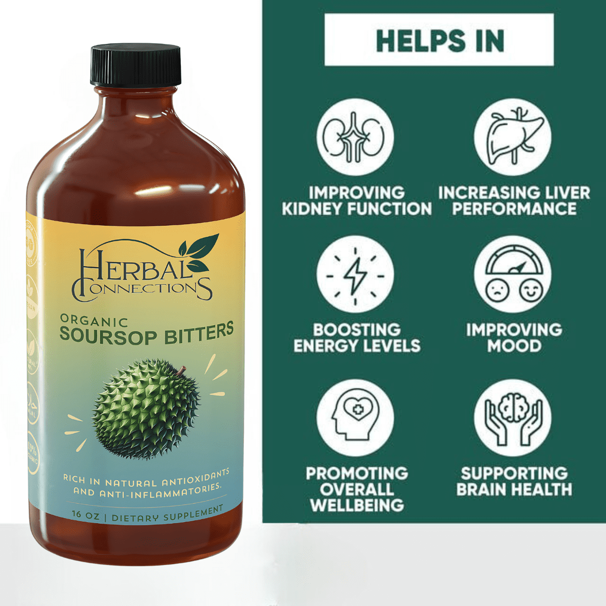 Herbal Connections Soursop & Black Seed Bitters Bundle - 32 oz Wellness Supplement