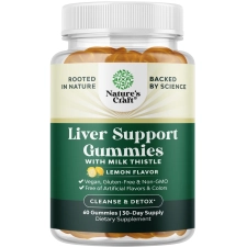 Natures Craft Herbal Liver Detox Gummies with Milk Thistle & Turmeric - Vegan & Non-GMO - Sweet Lemon (30 Servings)