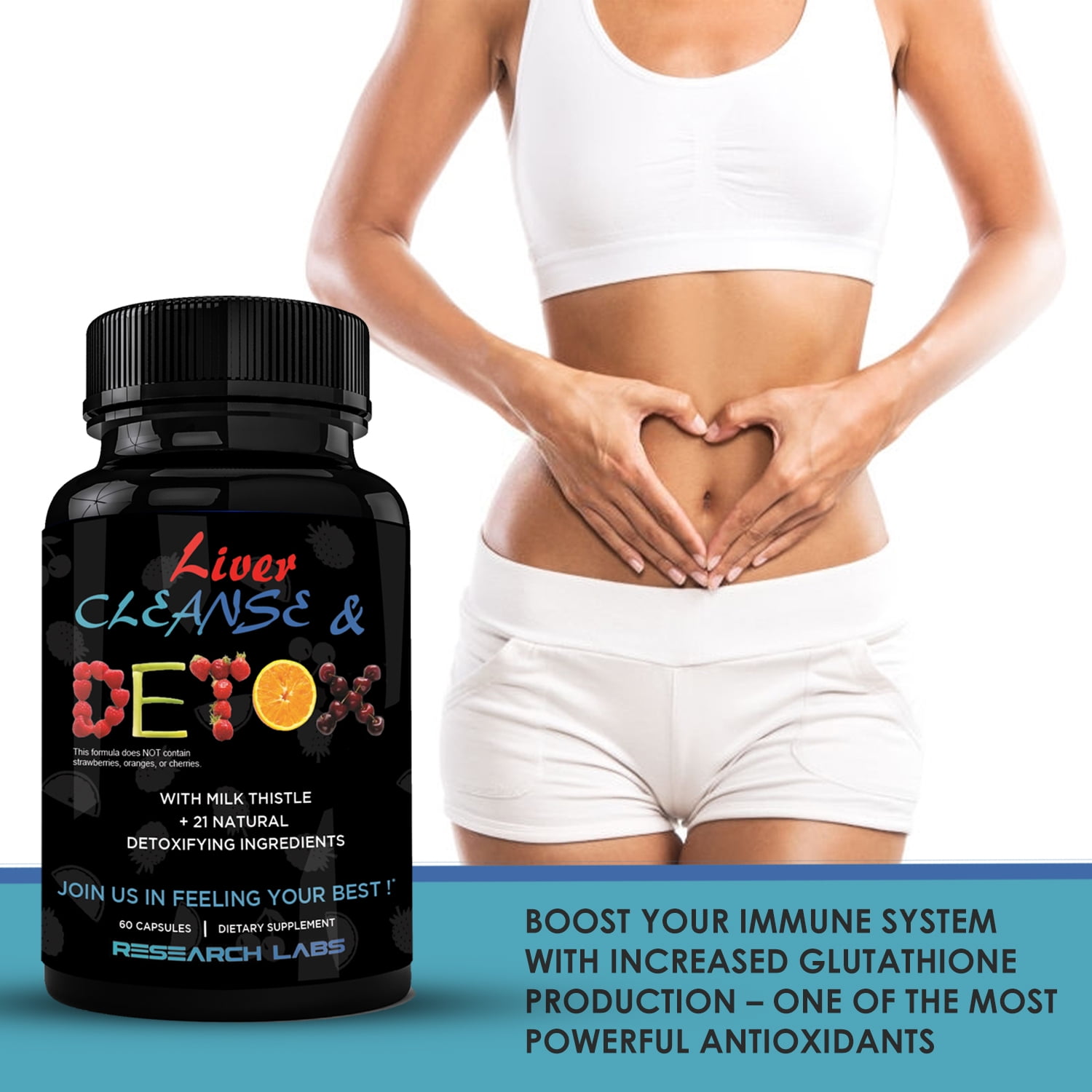 Research Labs Premium Liver Detox Cleanse with Milk Thistle & 23 Powerful Herbs - Doctor Recommended
