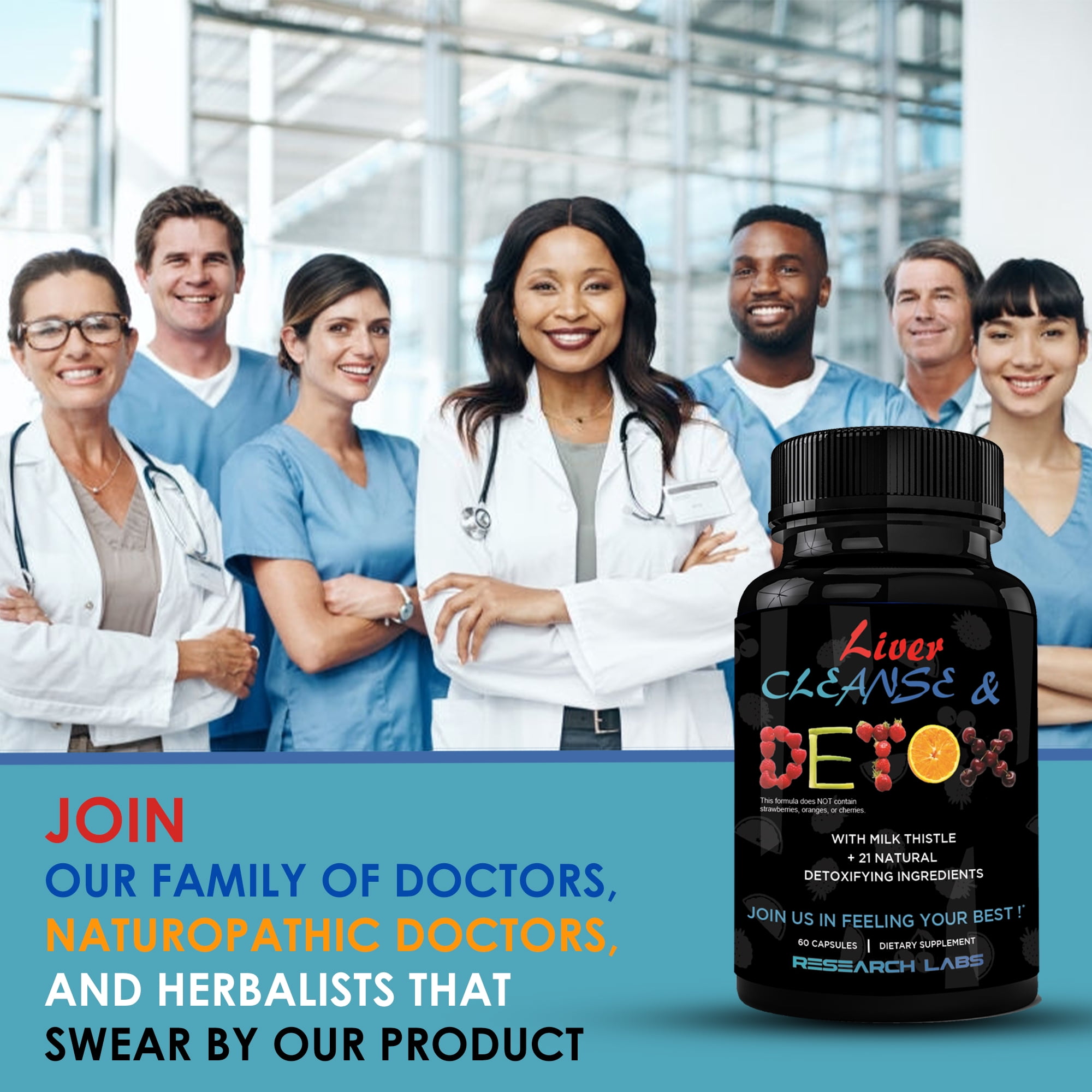 Research Labs Premium Liver Detox Cleanse with Milk Thistle & 23 Powerful Herbs - Doctor Recommended