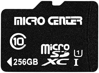 Inland Micro Center 256GB Class 10 MicroSDXC Memory Card with Adapter - Mobile Device Storage & Full HD Video Recording - 80MB/s UHS-I, C10, U1'