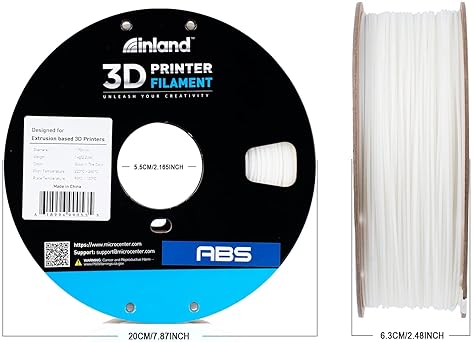 Inland 1.75mm ABS 3D Printing Filament, +/- 0.03mm Accuracy, 1kg Spool - Glow in The Dark ABS