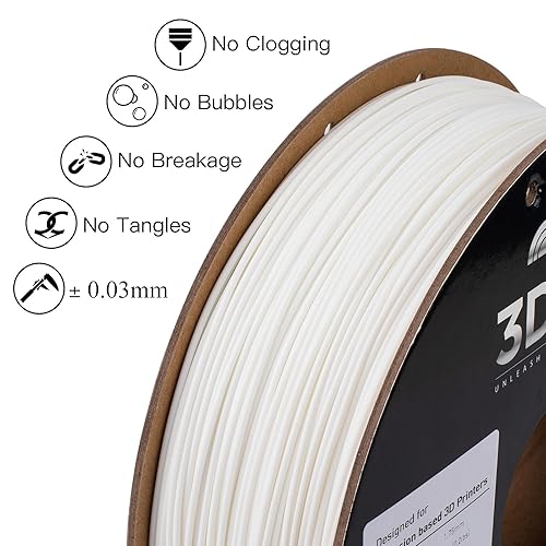 Inland White INLAND PLA 1.75mm Filament - 1kg Spool for FDM 3D Printing