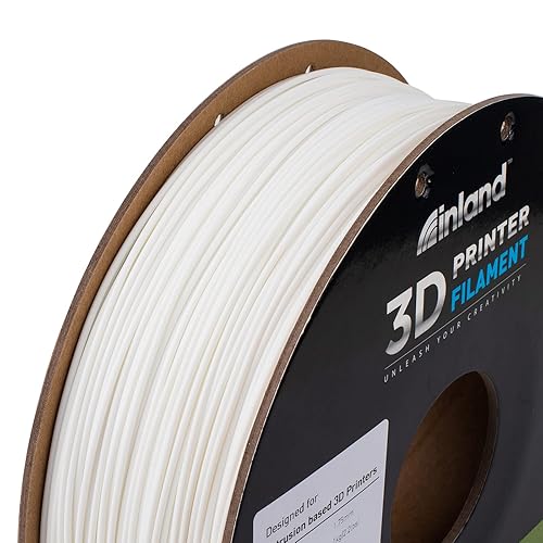 Inland White INLAND PLA 1.75mm Filament - 1kg Spool for FDM 3D Printing