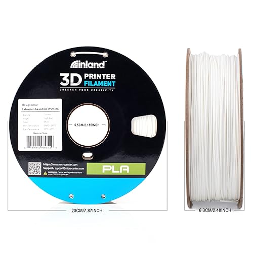Inland White INLAND PLA 1.75mm Filament - 1kg Spool for FDM 3D Printing