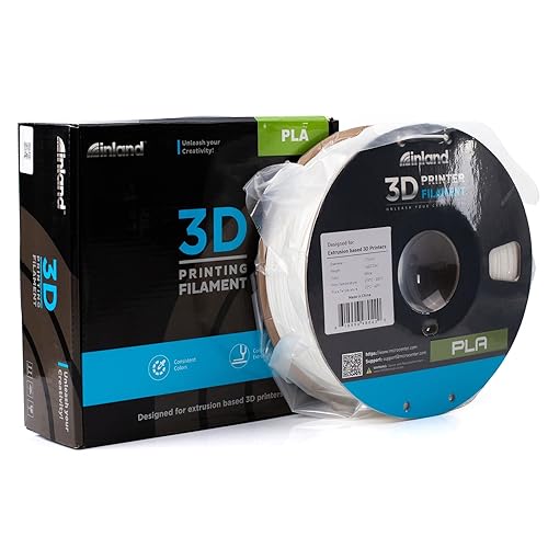Inland White INLAND PLA 1.75mm Filament - 1kg Spool for FDM 3D Printing