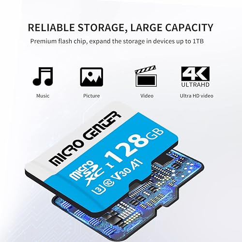 Micro Center 2 Pack 128GB Micro Center microSDXC Cards - Nintendo-Switch Compatible, UHS-I C10 U3 V30, 4K UHD Video, A1 - Up to 90/60 MB/s R/W Speed