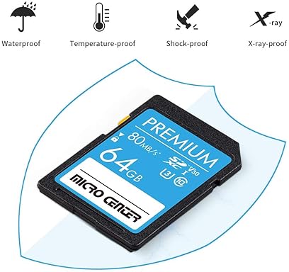 Inland 64GB INLAND Premium SDXC Card, Class 10 UHS-I C10 U3 V30 4K UHD Video - Up to 80/35 MB/s