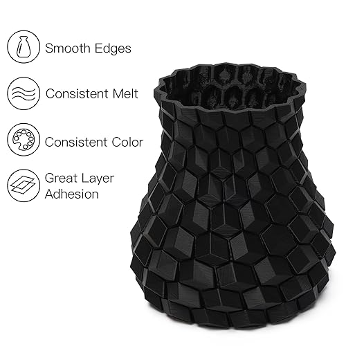 Inland Black PLA 3D Printer Filament 1.75mm +/- 0.03mm Accuracy - 1kg Spool - FDM Printing