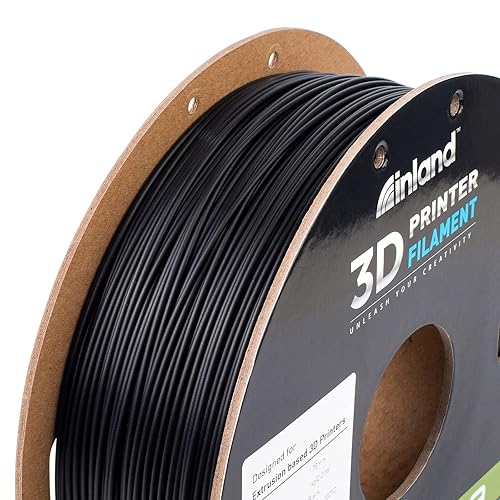Inland Black PLA 3D Printer Filament 1.75mm +/- 0.03mm Accuracy - 1kg Spool - FDM Printing