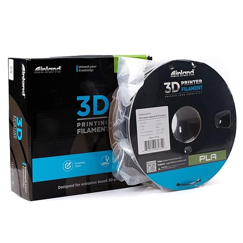 Inland Black PLA 3D Printer Filament 1.75mm +/- 0.03mm Accuracy - 1kg Spool - FDM Printing