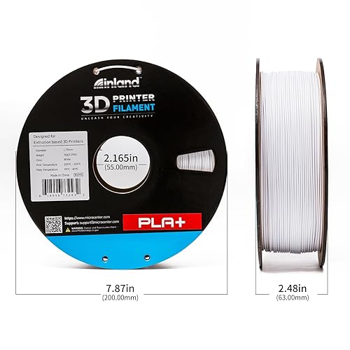 INLAND Micro Center PLA+ 3D Printing Filament 1.75mm - PLA Pro 3D Printer Filament - White - 1kg Spool