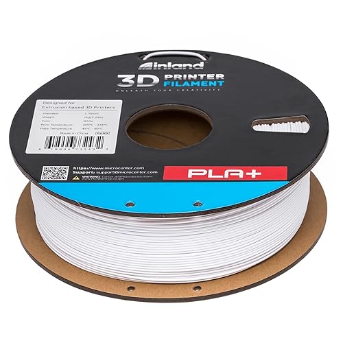 INLAND Micro Center PLA+ 3D Printing Filament 1.75mm - PLA Pro 3D Printer Filament - White - 1kg Spool