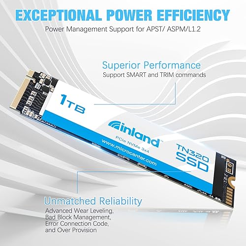 Inland TN320 1TB NVMe M.2 SSD - Up to 2000 MB/s Speed, 3D NAND, for Laptop & Desktop
